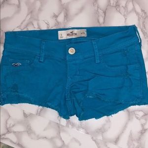 Hollister l Teal Blue Distressed Ripped Shorts